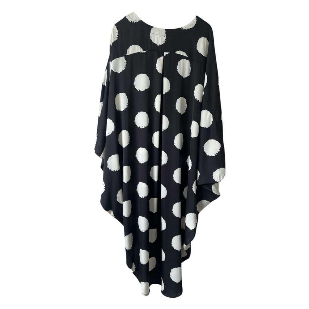 NWT Brave + True Claudia Shirt Black Ivory Spot High Low Button Front One Size - Picture 11 of 12
